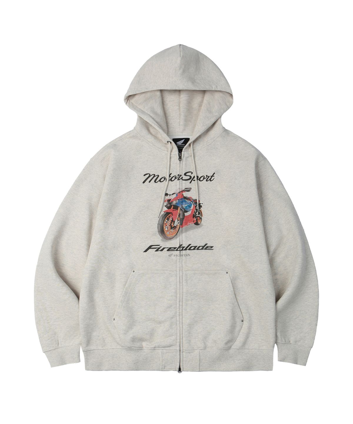핍스 모터사이클(PHYPS MOTORCYCLE) Motorsport Fireblade Hoodie Zip-Up Oatmeal
