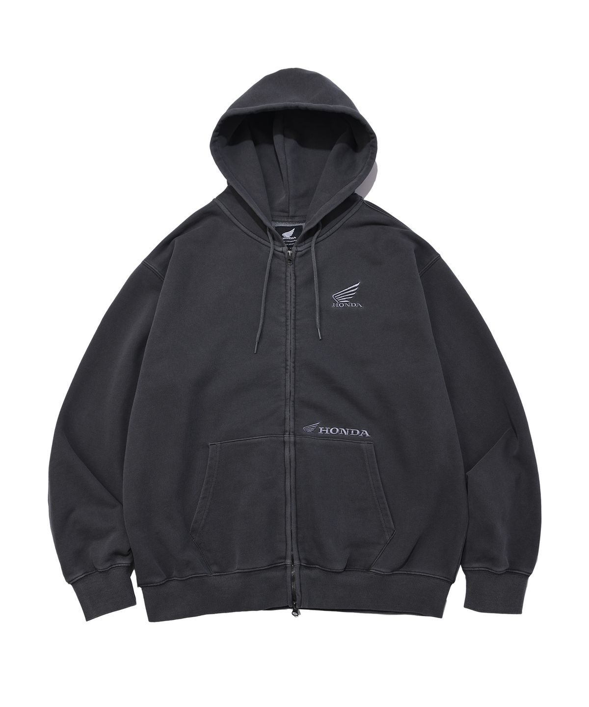 핍스 모터사이클(PHYPS MOTORCYCLE) Pigment Hoodie Zip-Up Black