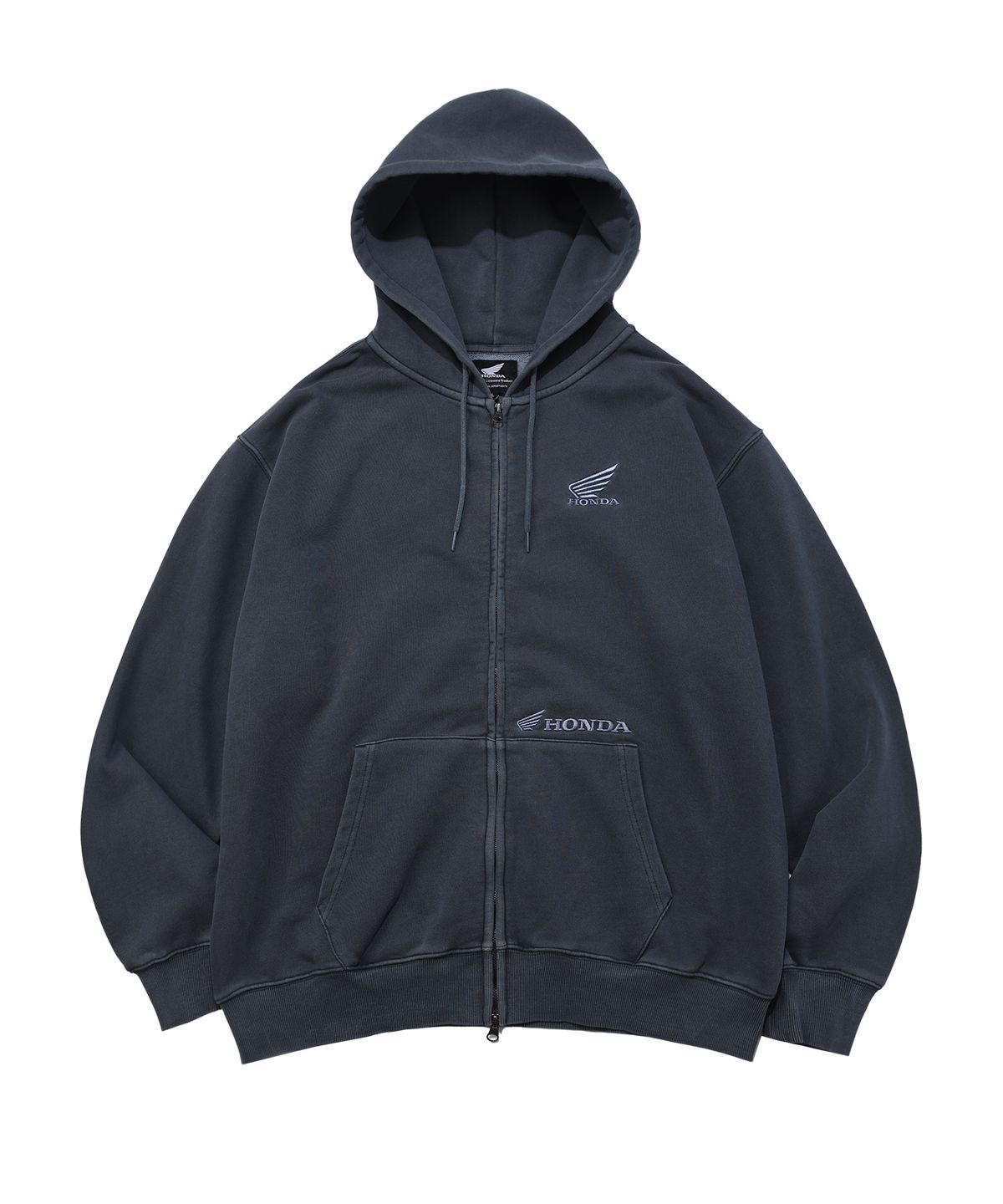 핍스 모터사이클(PHYPS MOTORCYCLE) Pigment Hoodie Zip-Up Navy