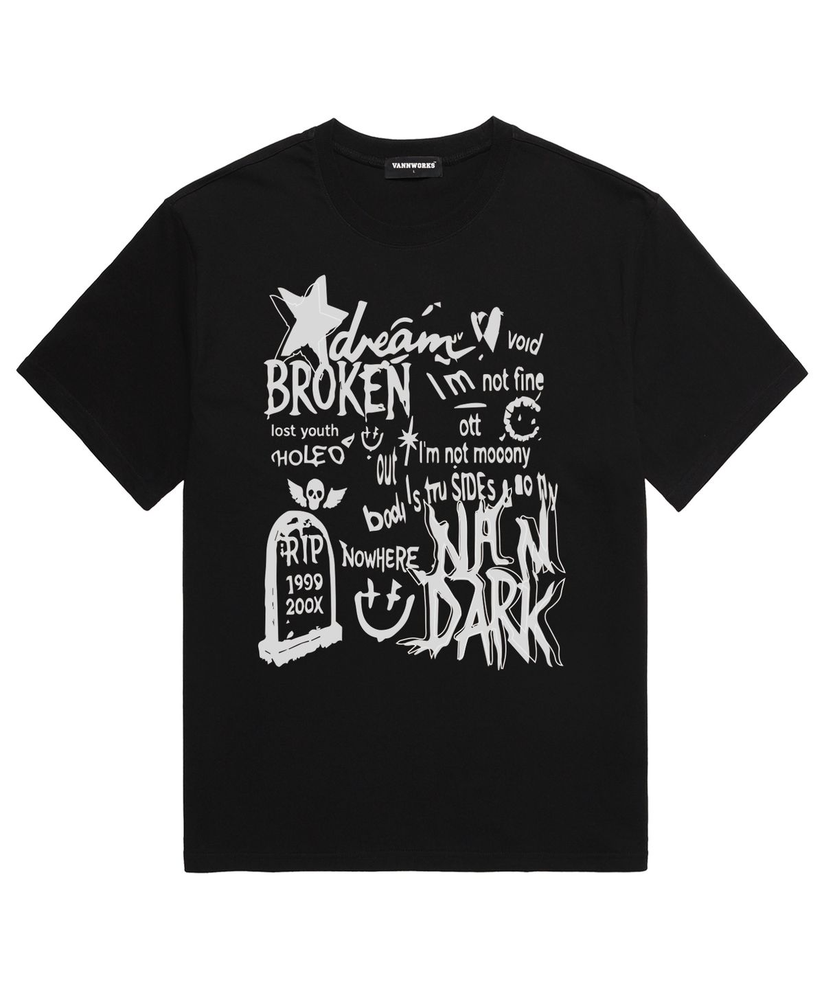 밴웍스(VANNWORKS) BROKEN STAR 반팔 티셔츠 (VS0224) 블랙