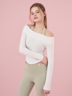 슬림핏 오프숄더 롱 슬리브