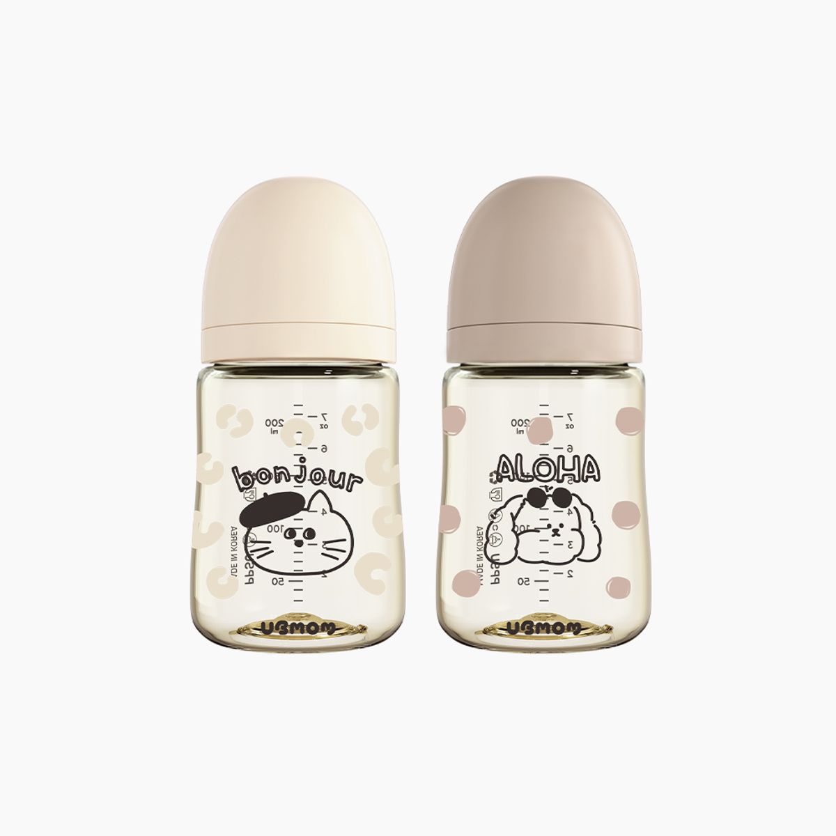 유비맘(UBMOM) 몽이몽자 디자인 PPSU 젖병 200ml (1P) (S젖꼭지포함)