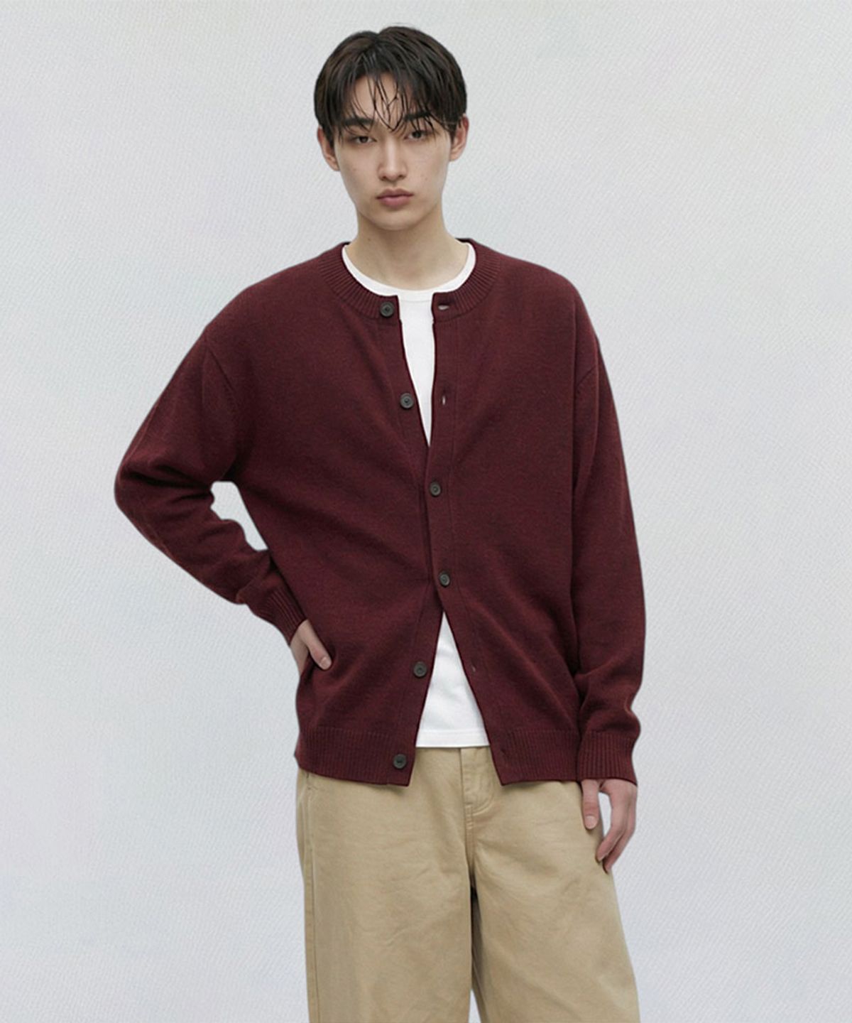 크로스닷(CROSSDOT) 리암 라운드넥 버튼 니트 가디건 4 Color [CRDG_5001]