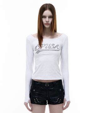 Op. 07 OP-USA CROP LONG SLEEVE WHITE