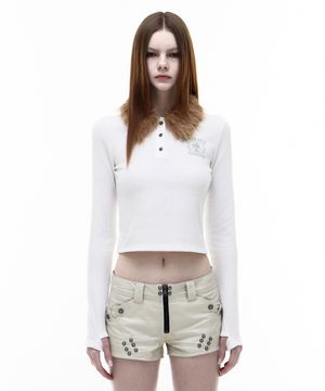 Op. 07 FAUX BLAIR COLLAR LONG SLEEVE WHITE