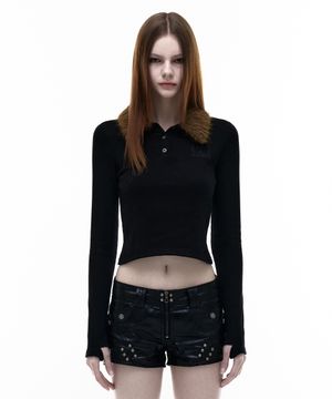 Op. 07 FAUX BLAIR COLLAR LONG SLEEVE BLACK