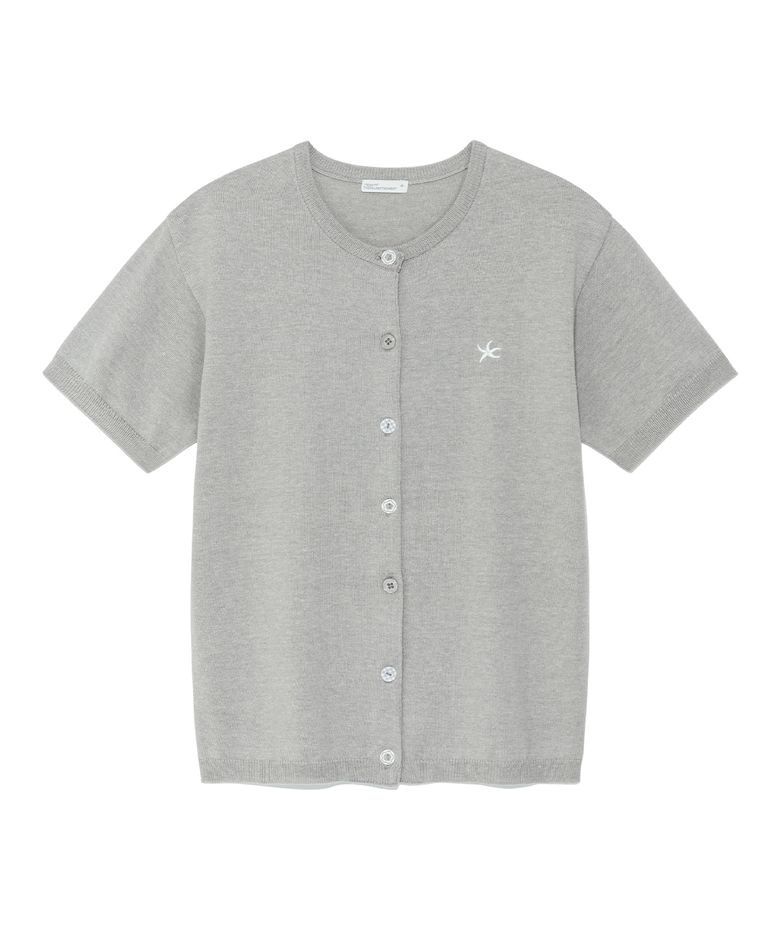 TCM button half knit cardigan (grey)