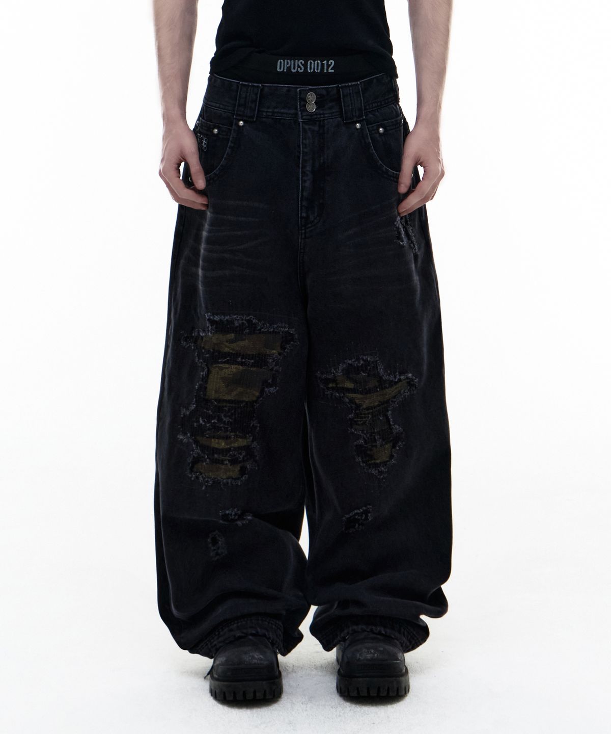 오퍼스 0012(OPUS 0012) Op. 09 SCARFACE DENIM PANTS BLACK