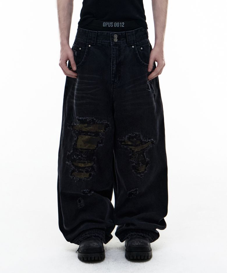 Op. 09 SCARFACE DENIM PANTS BLACK