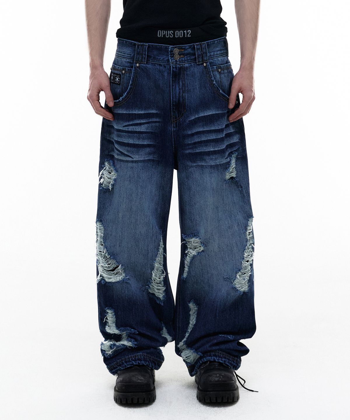 오퍼스 0012(OPUS 0012) Op. 09 SLAG DISTRESSED DENIM PANTS M/BLUE