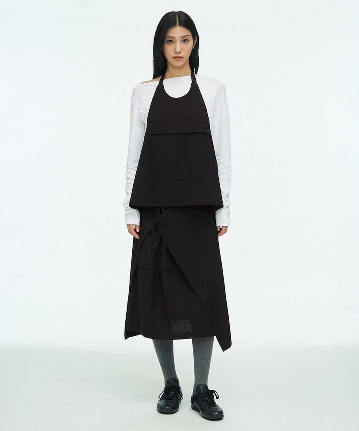 앙개(ANGGAE) Short Apron Wrap   Grey