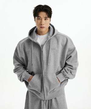 CHROME B HOODIE ZIP-UP [MELANGE GREY]