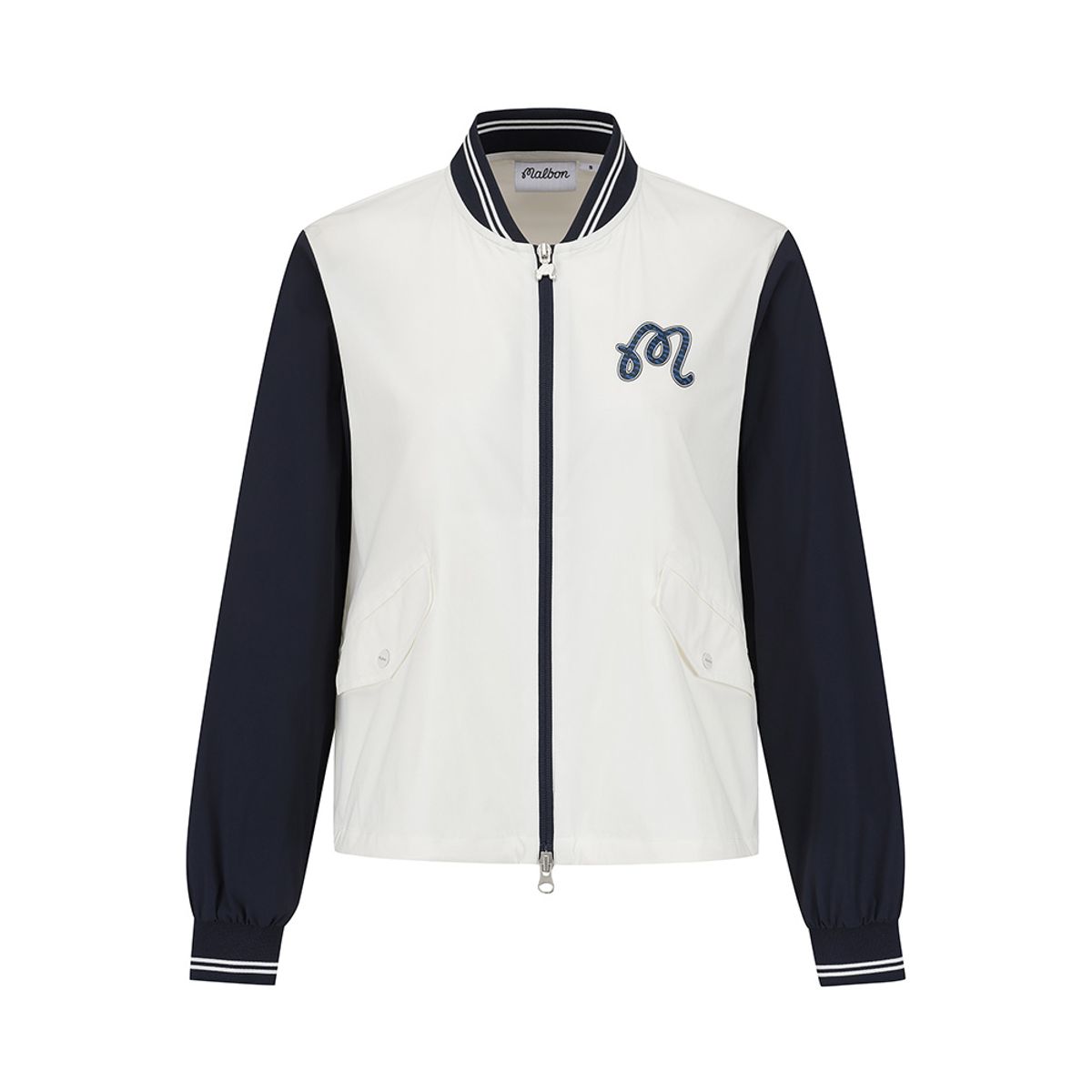 말본 골프(MALBON GOLF) 여성 컬러 포인트 스타디움 자켓 WHITE (WOMAN)