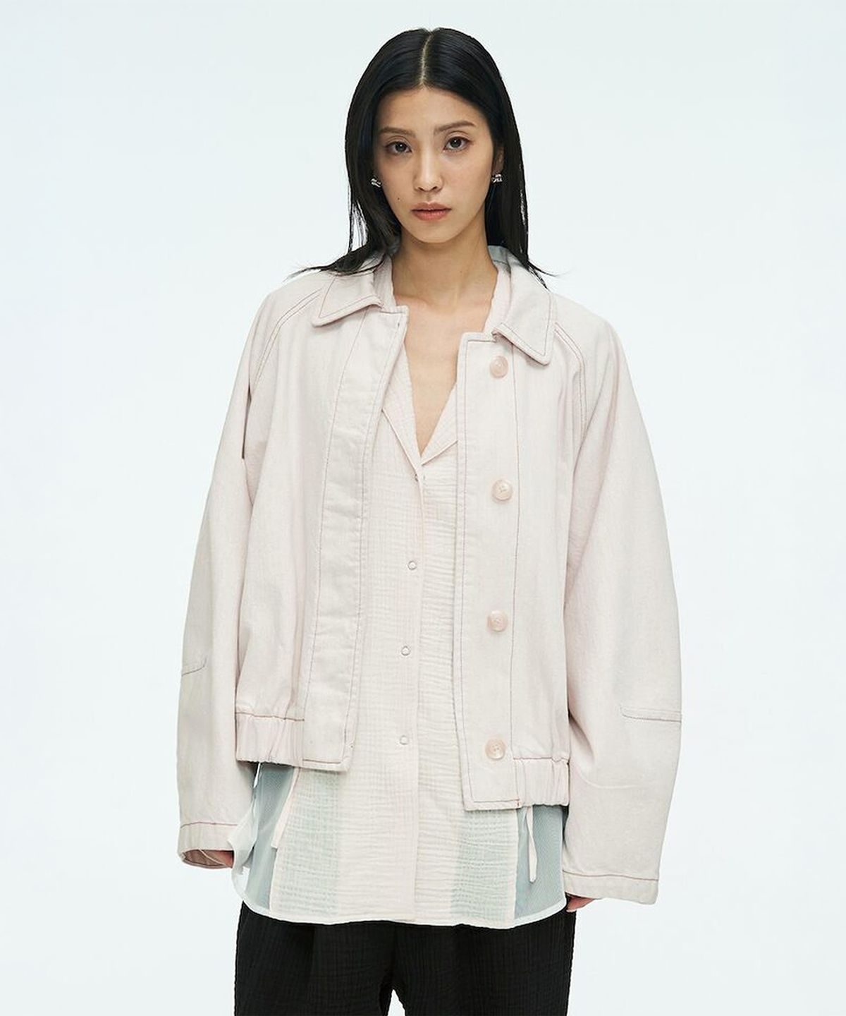 앙개(ANGGAE) Denim Blouson Jacket  Ivory