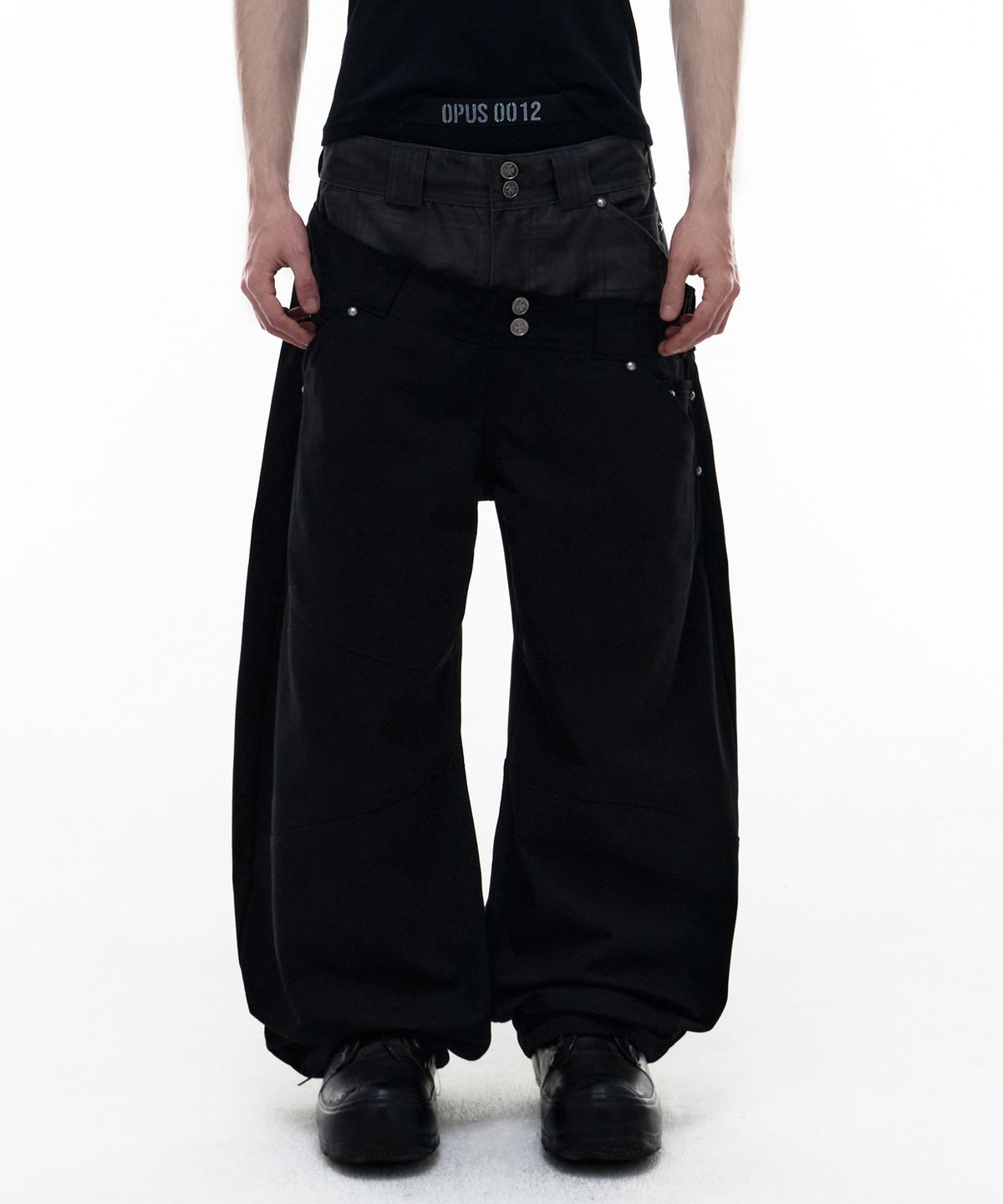 오퍼스 0012(OPUS 0012) Op. 08 DUAL OBLIQUE COTTON PANTS BLACK