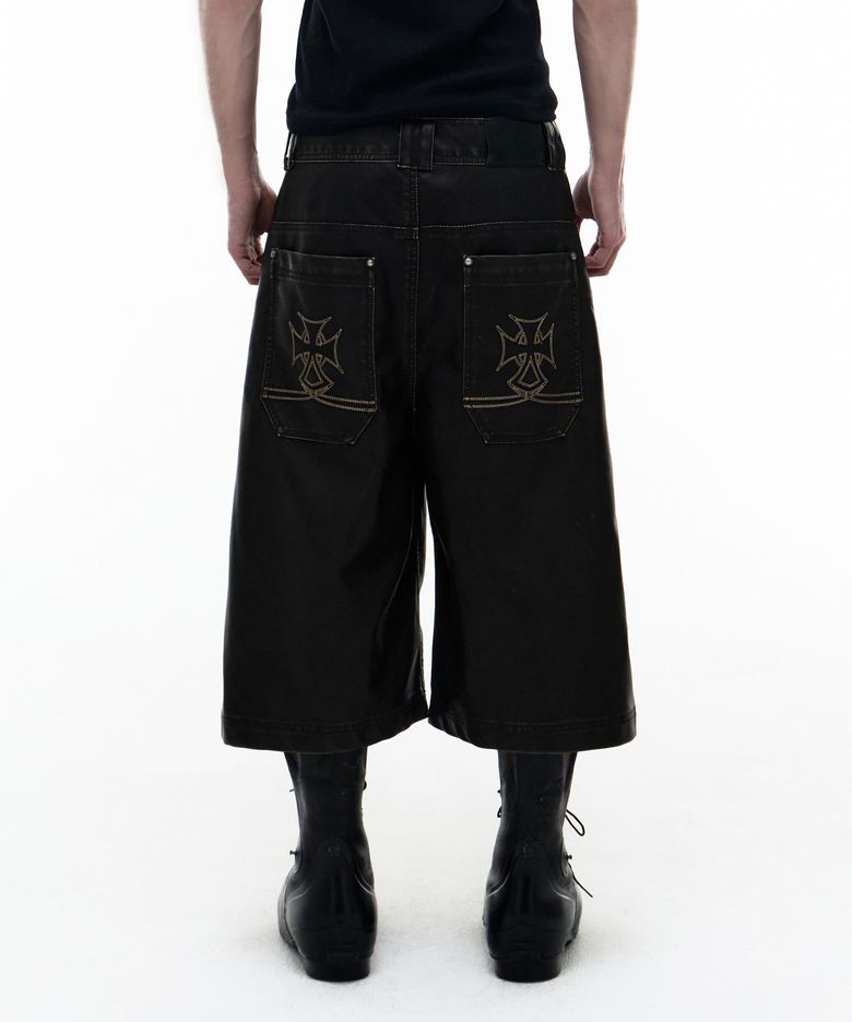 Op. 08 DUNE LEATHER MAXI SHORTS BROWN