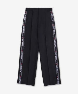 로고 테이프 원턱 팬츠 - 블랙 / WDPT126222MBK