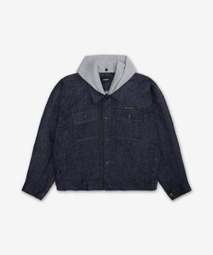 크링클 플루이드 실루엣 트러커 재킷 - 네이비 / WDJK126008UNV