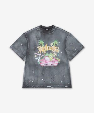 더티 페인팅 반소매 티셔츠 - 차콜 / WDTT126777UCH