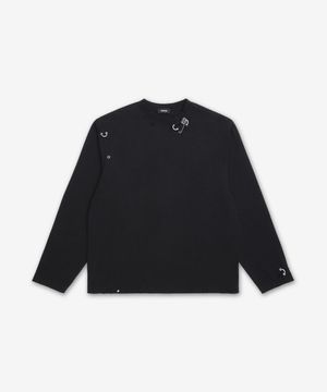 로즈&피어싱 롱 슬리브 티셔츠 - 블랙 / WDTT026745UBK