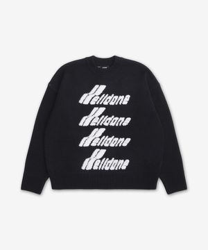 로고 파일 텍스처 니트 - 블랙 / WDKO122666UBK