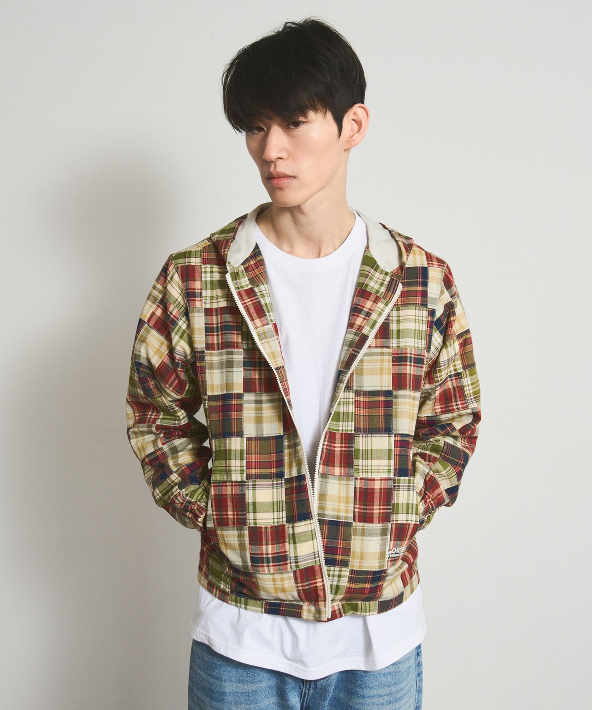 로어즈(LORES) Patchwork Hooded Jacket - Green