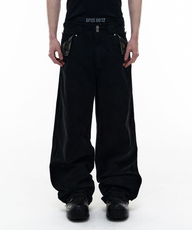 Op. 08 FLD LIQUID COTTON PANTS BLACK
