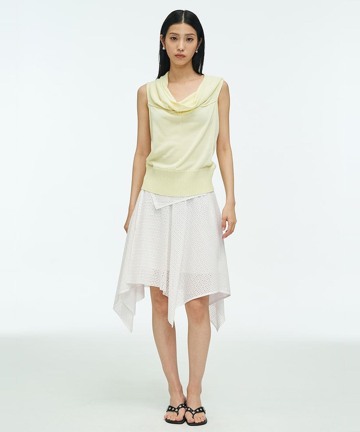 앙개(ANGGAE) Eyelet Scarf Skirt  White