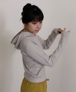 스트라이프 슬림핏 골지 후드티 BK4303 (4COLOR)