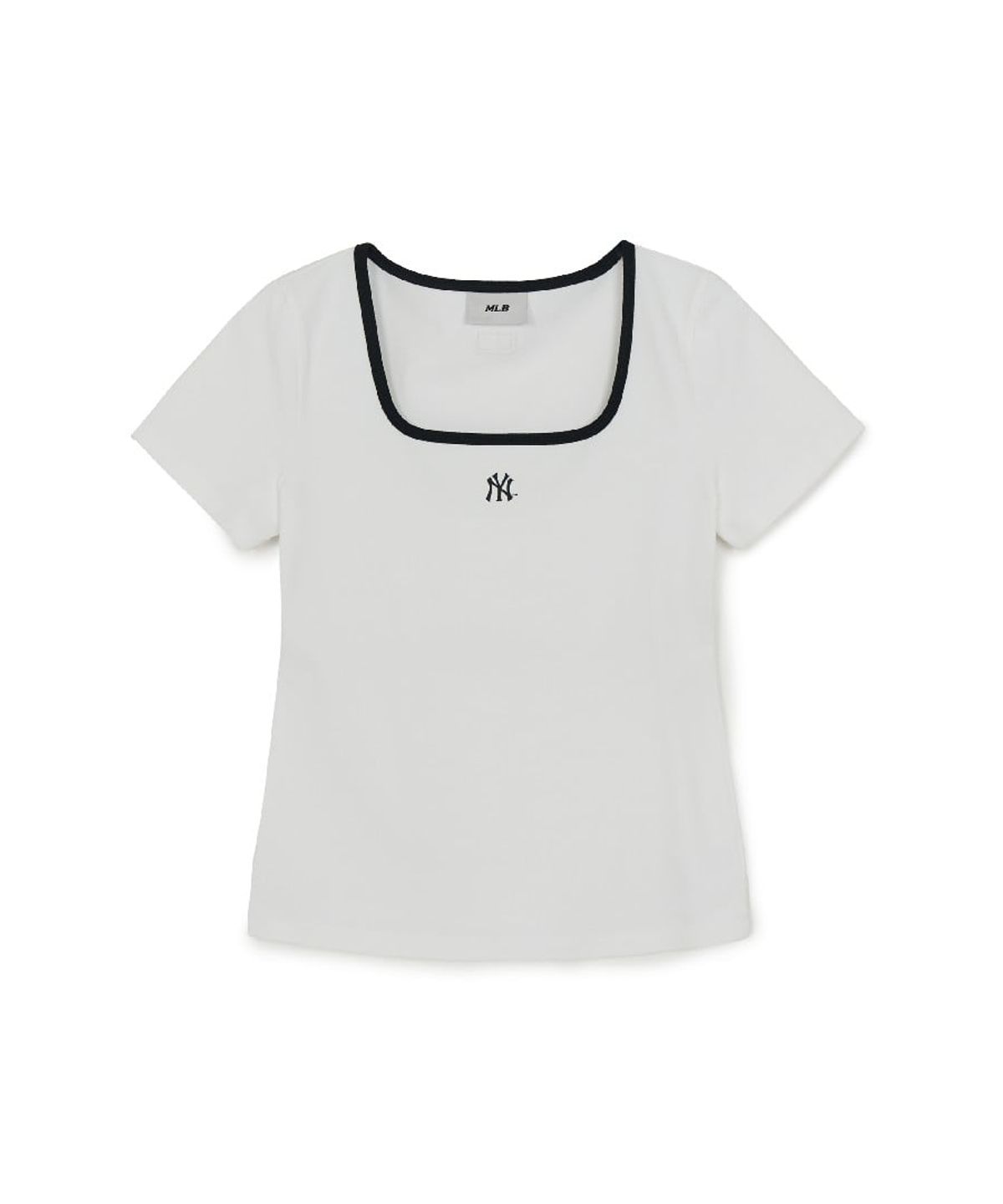 엠엘비(MLB) 여성 베이직 스퀘어넥 슬림핏 반팔 티셔츠 NY (White)