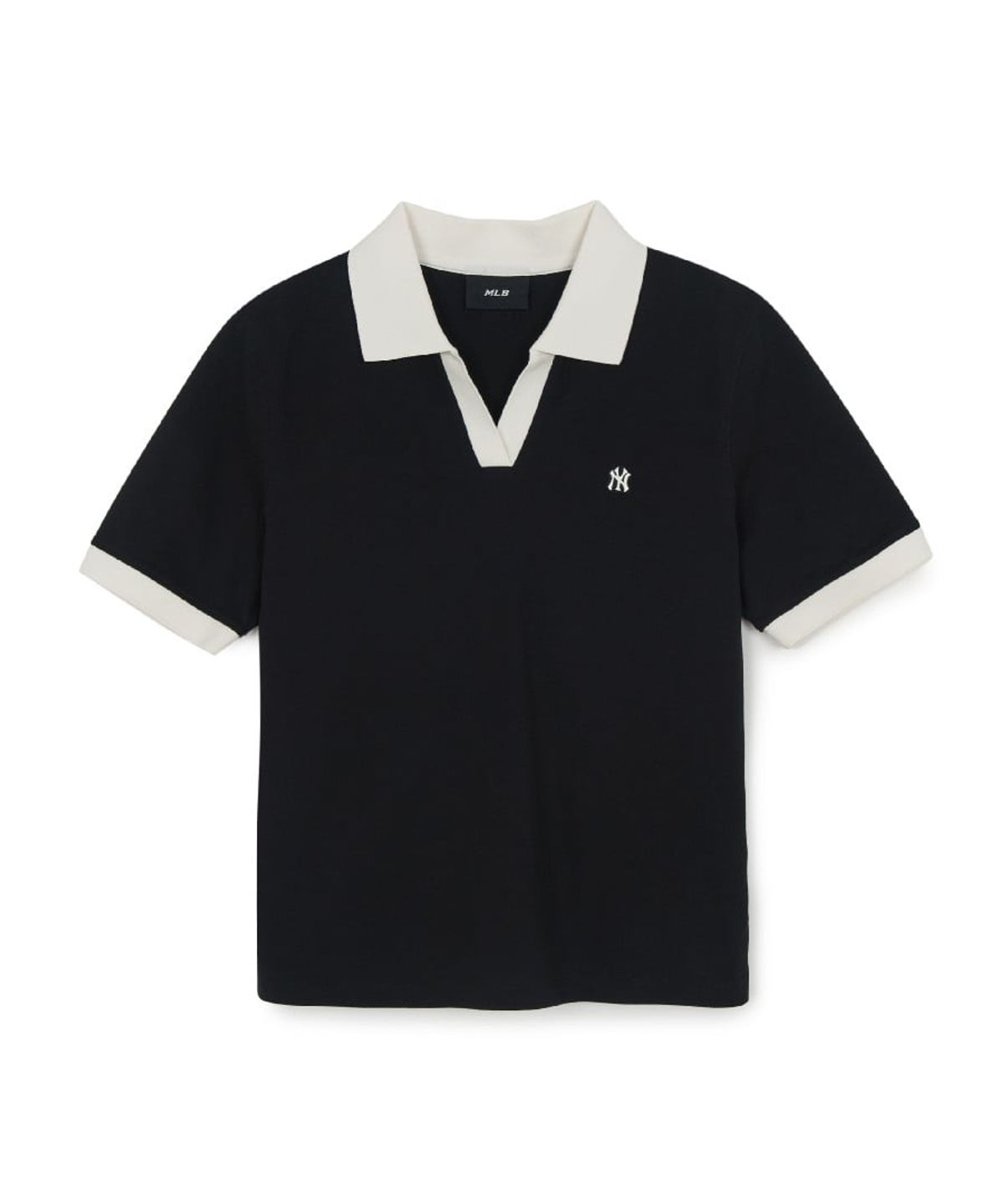 엠엘비(MLB) 여성 베이직 오픈카라 슬림핏 카라 티셔츠 NY (Black)