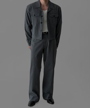 캐티오닉 코튼 크롭 자켓 SET UP [차콜]