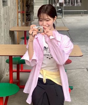 오버핏 스트라이프 셔츠 (3C)