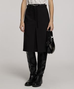 베이직 턱 미디 스커트