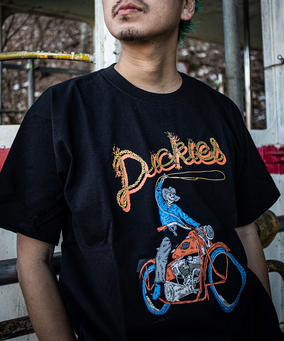 디키즈(DICKIES) 디키즈 X Hirotton 바이크 티셔츠 Black