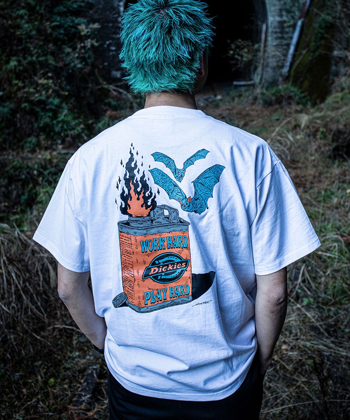 디키즈(DICKIES) 디키즈 X Hirotton 오일 티셔츠 White