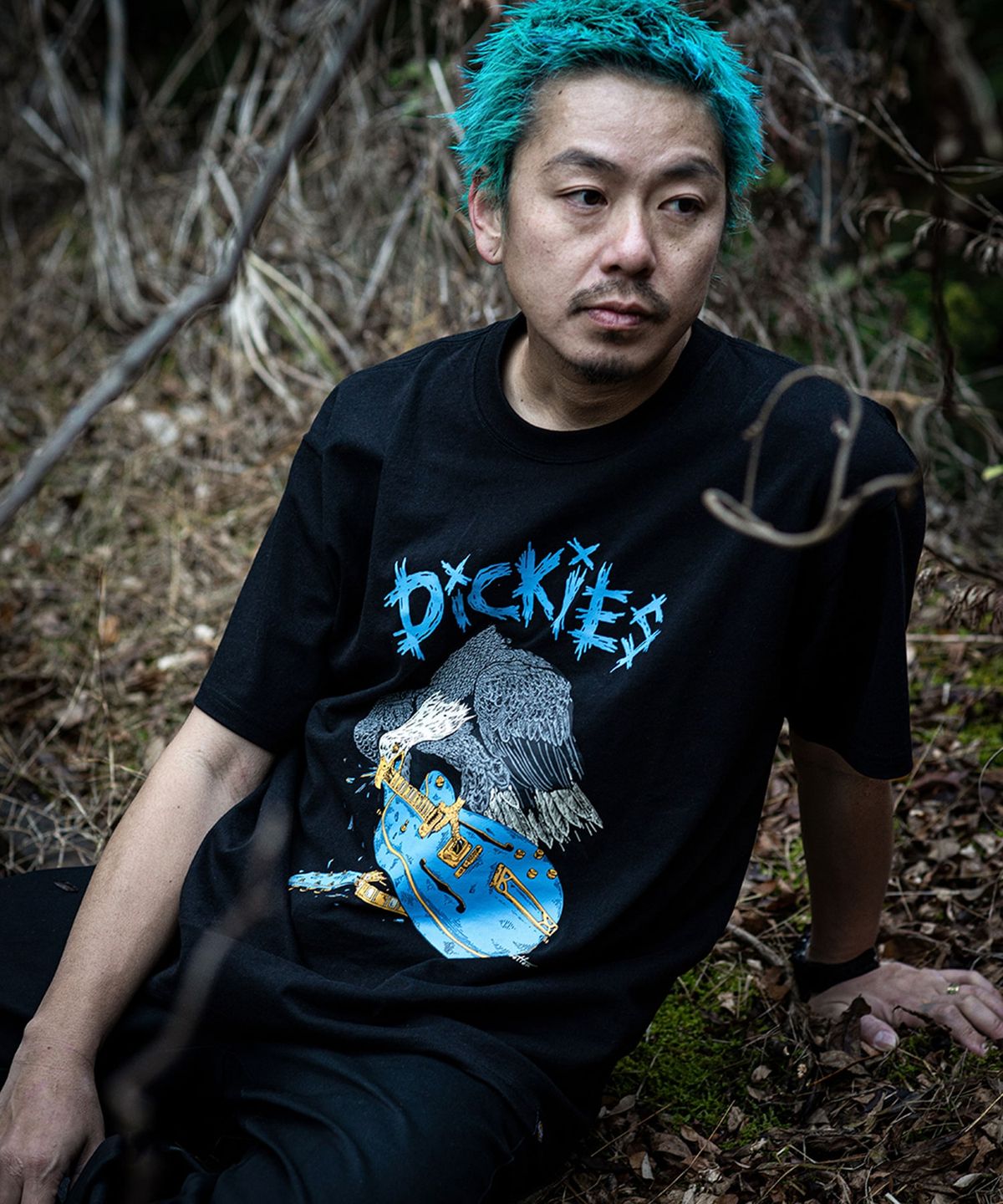 디키즈(DICKIES) 디키즈 X Hirotton 이글 티셔츠 Black