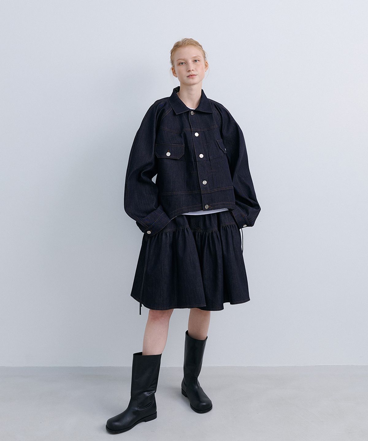 에핑글러(EPINGLER) PUFFY CROP JACKET SET - NAVY