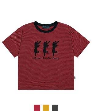 NAIVE HOUSE 펑키 스트라이프 크롭 반소매 (SSCSTD-0239)