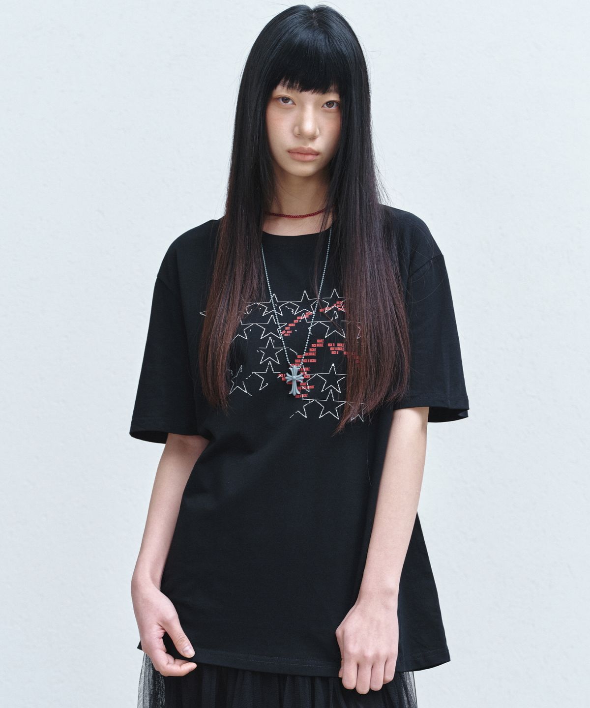 닉앤니콜(NICK&NICOLE) STAR HORSE GRAPHIC LOGO TOP_BLACK