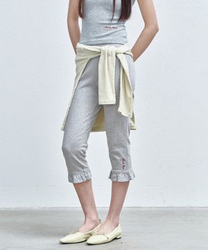 FRILL CAPRI PANTS_GRAY