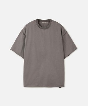 다이드 워싱 로우 엣지 크롭 티셔츠 DARK BROWN