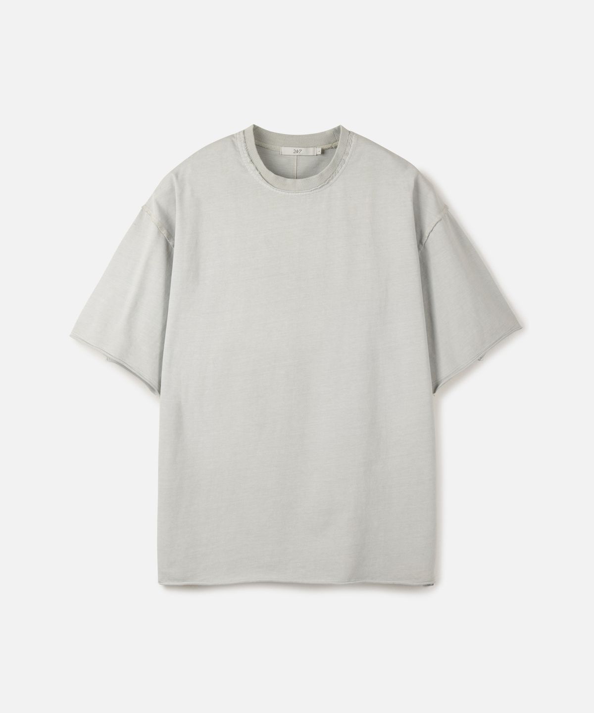 247시리즈(247SERIES) 다이드 워싱 로우 엣지 크롭 티셔츠 DUSTY WHITE