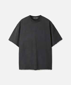 다이드 워싱 로우 엣지 크롭 티셔츠 CHARCOAL