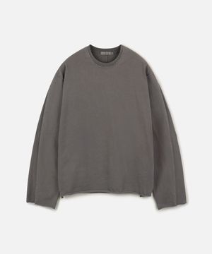 다이드 워싱 로우 엣지 롱슬리브 티셔츠 DARK BROWN