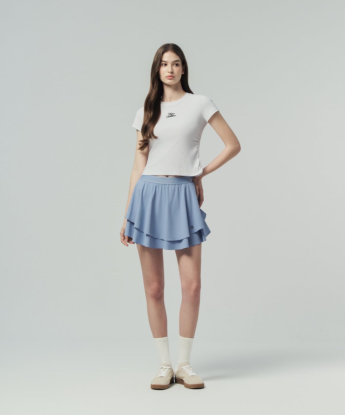 세르지오 타키니(SERGIO TACCHINI) W 플라잉 레이어드 스커트 (L.Indigo)