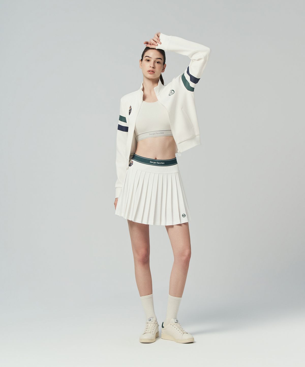 세르지오 타키니(SERGIO TACCHINI) W MC 스크래치 스태프 플리츠 스커트 (White)