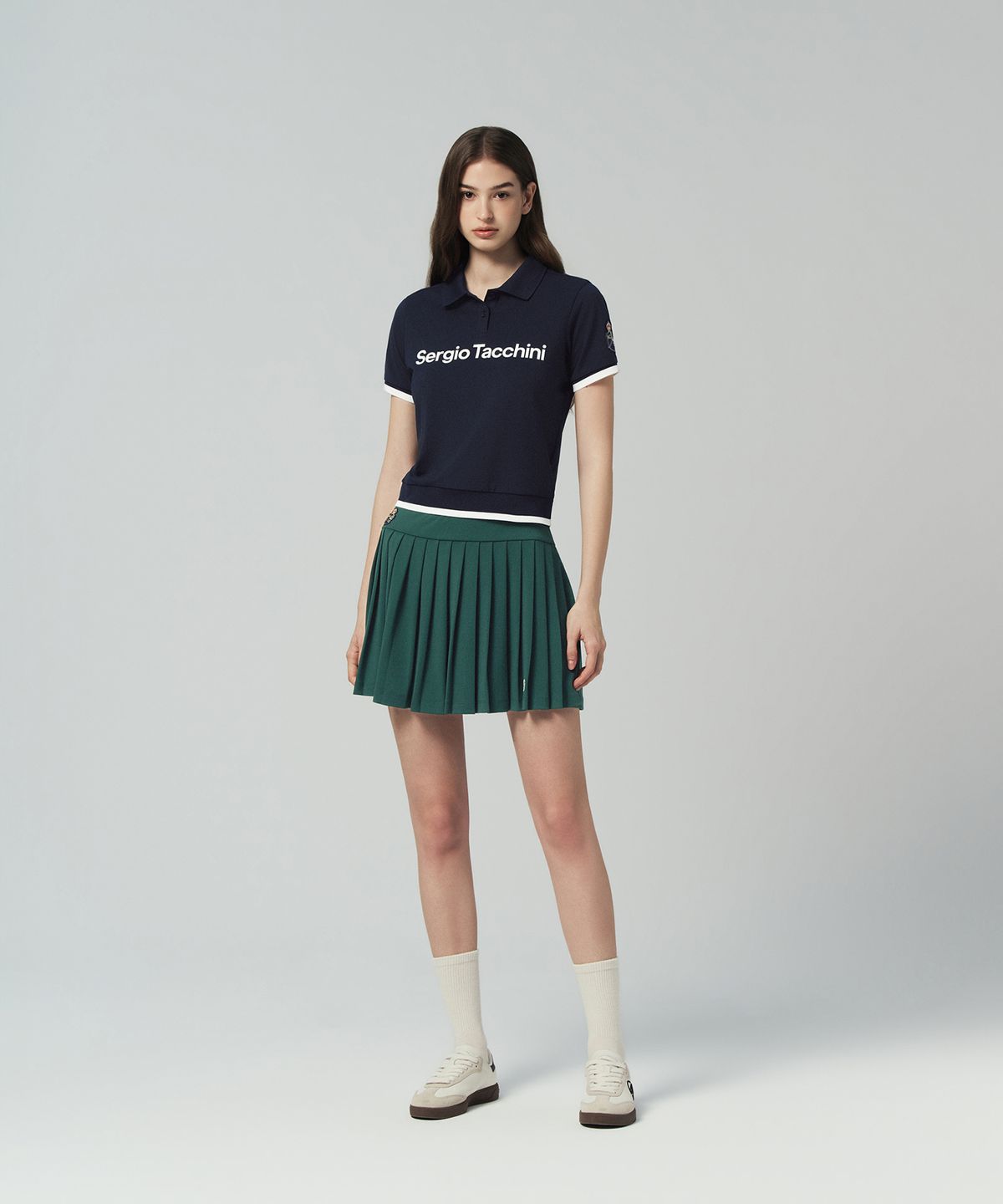 세르지오 타키니(SERGIO TACCHINI) W MC 스크래치 스태프 플리츠 스커트 (D.Green)