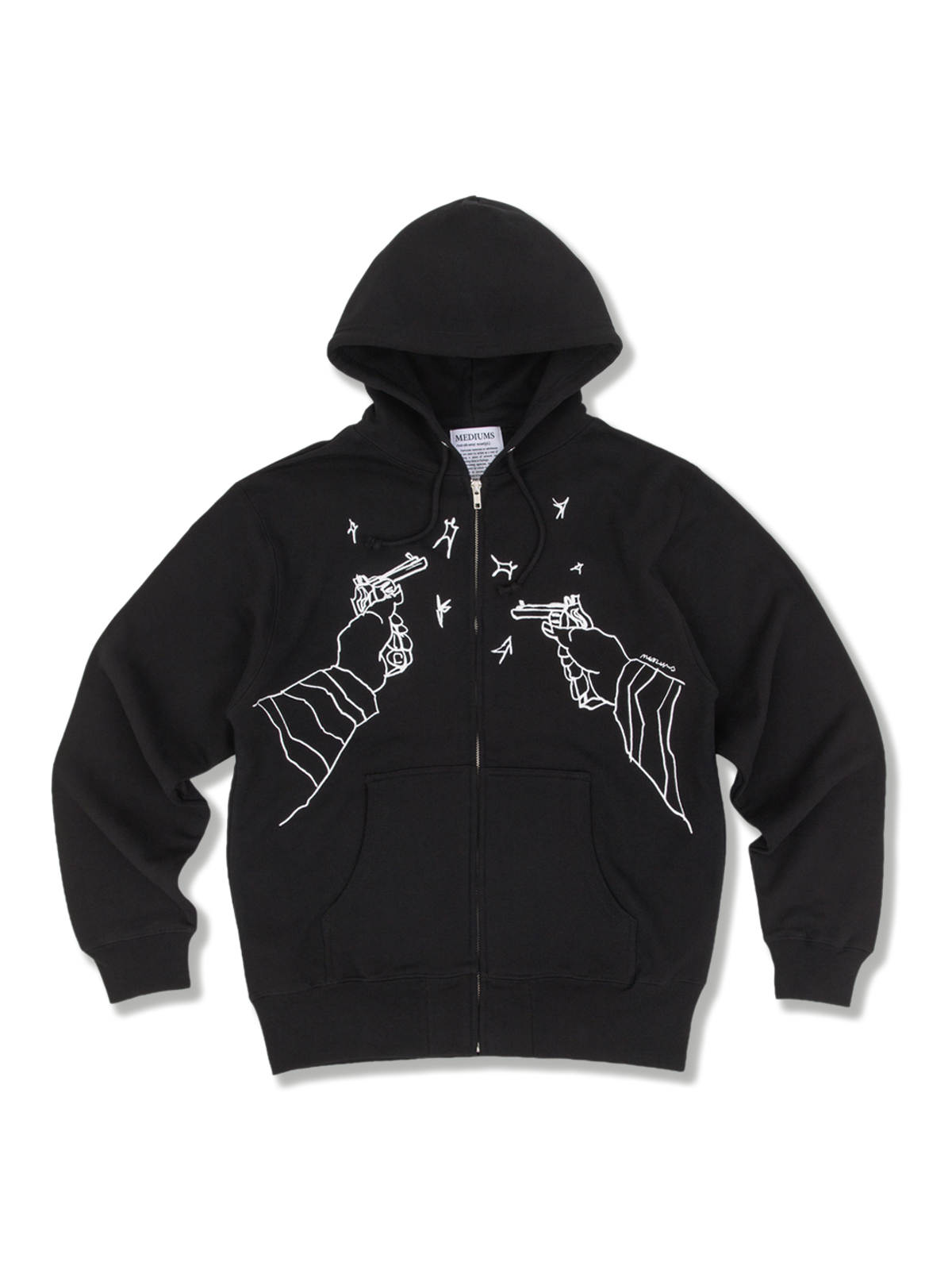 미디엄스(MEDIUMS) Dual Revolvers Zip Up Hoodie - Black (듀얼 리볼버즈 집업 후드티)