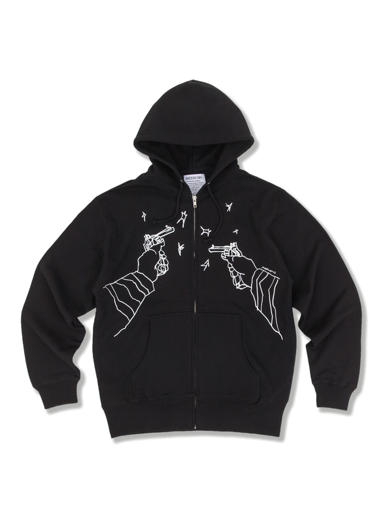 Dual Revolvers Zip Up Hoodie - Black (듀얼 리볼버즈 집업 후드티)